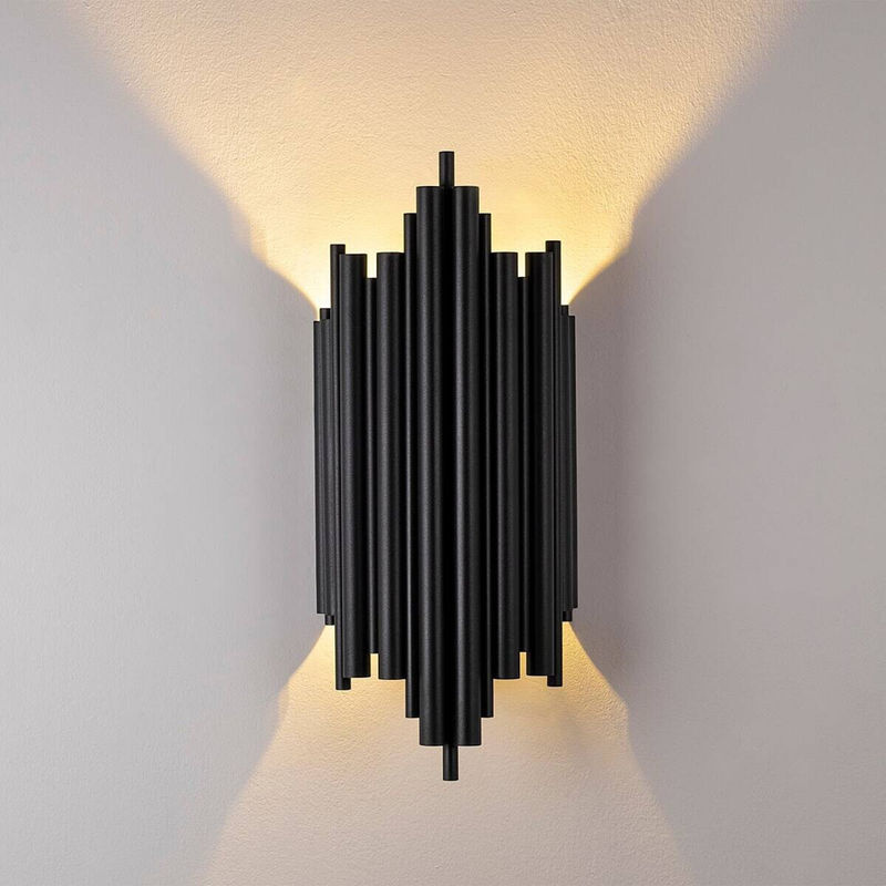 Opviq Wandleuchte Reis in Schwarz aus Metall mit E14 Fassung, B/H/T: 22 x 50 x 22 cm - Bild 5