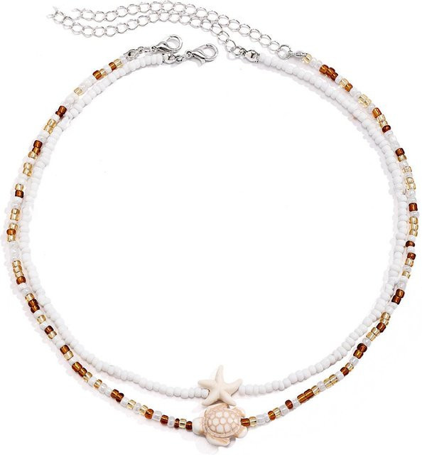 Lucky Star Jewelry Halskette, Seestern, Schildkröte, Perlen, Zirkon, Damen - Bild 1