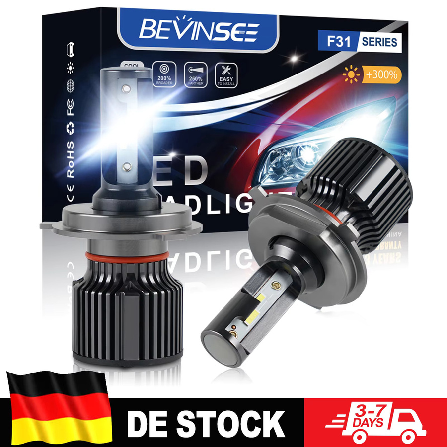 BEVINSEE LED-Autoscheinwerfer Fern- und Abblendlicht in Weiß 6000K Superhell 12V - Bild 4