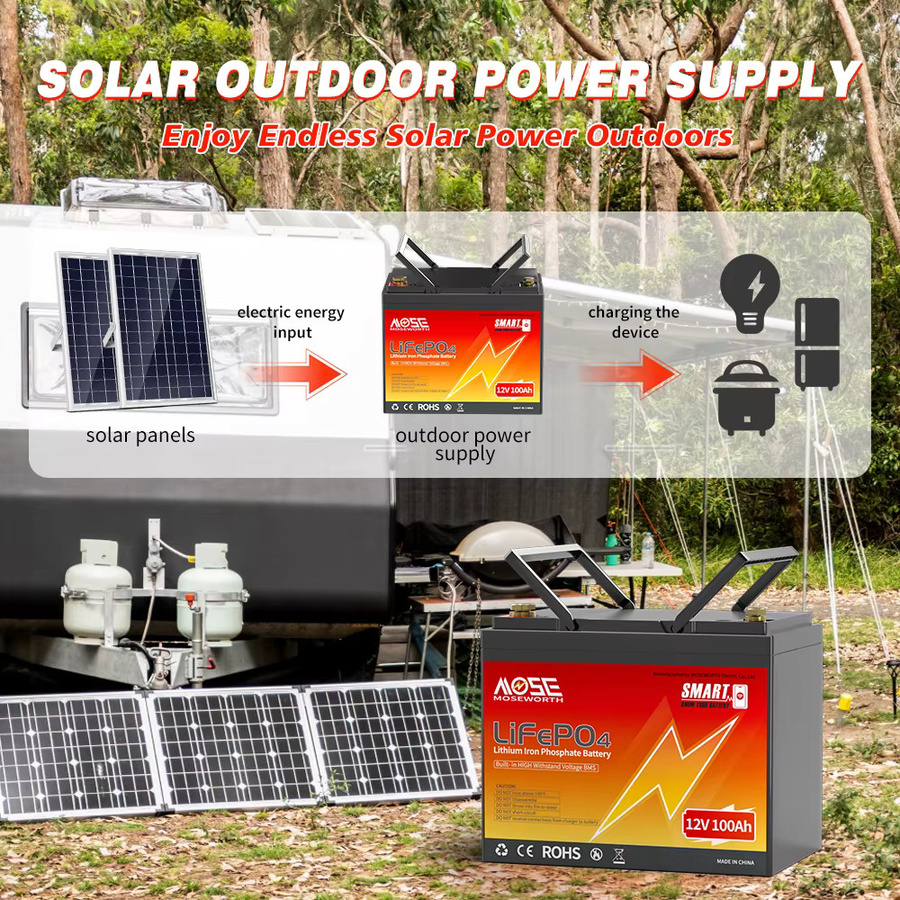 MOSEWORTH LiFePO4 Lithium-Batterie 12V 100Ah mit Bluetooth und 100A BMS in Schwarz - Bild 5