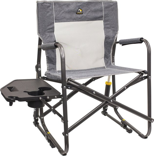 GCI Freestyle Rocker Campingstuhl mit Schaukelfunktion und Seitentisch, Farbe: Grau - Bild 1