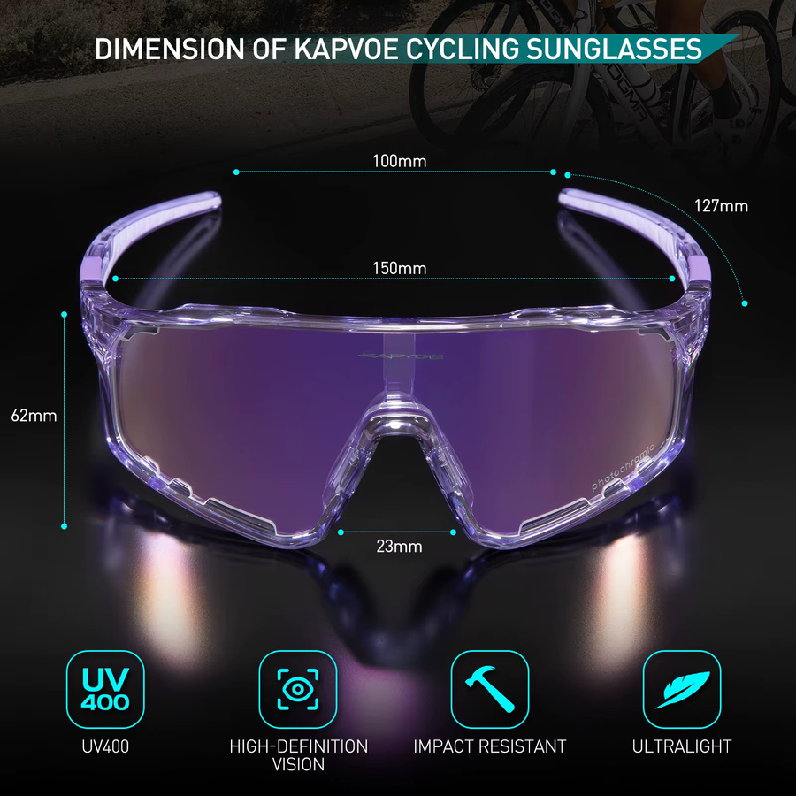 Kapvoe Sonnenbrille, Sportsonnenbrille, rot, Vollrand, Wrap, Unisex, Kunststoff - Bild 3