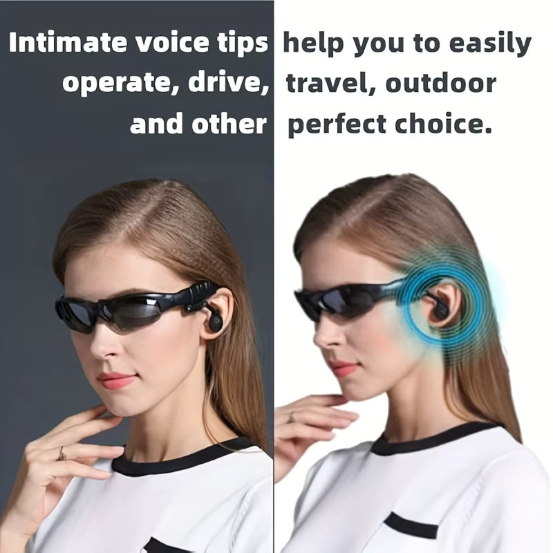 Briame Kabelloses Brillen-Headset mit Stereo-Kopfhörern und Mikrofon als Sport-Sonnenbrille für Radfahren und Autofahren in Schwarz oder Braun - Bild 3