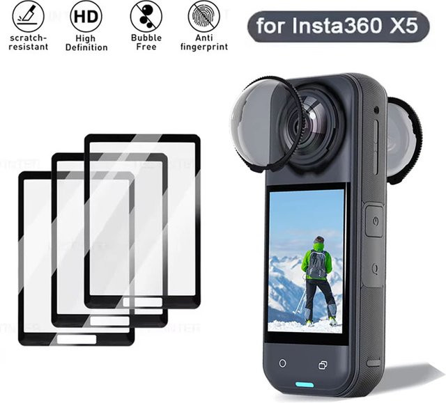 Insta360 Schutzkit für X4 und X5 mit Displayschutzfolie aus gehärtetem Glas und Objektivschutzkappe, transparent - Bild 1
