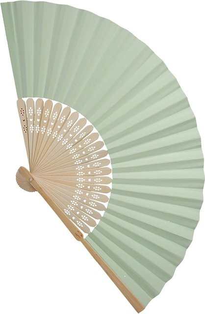 KaiSai Chinesischer Faltfächer aus Bambus und Papier für DIY-Projekte in Grün und Beige - Bild 1