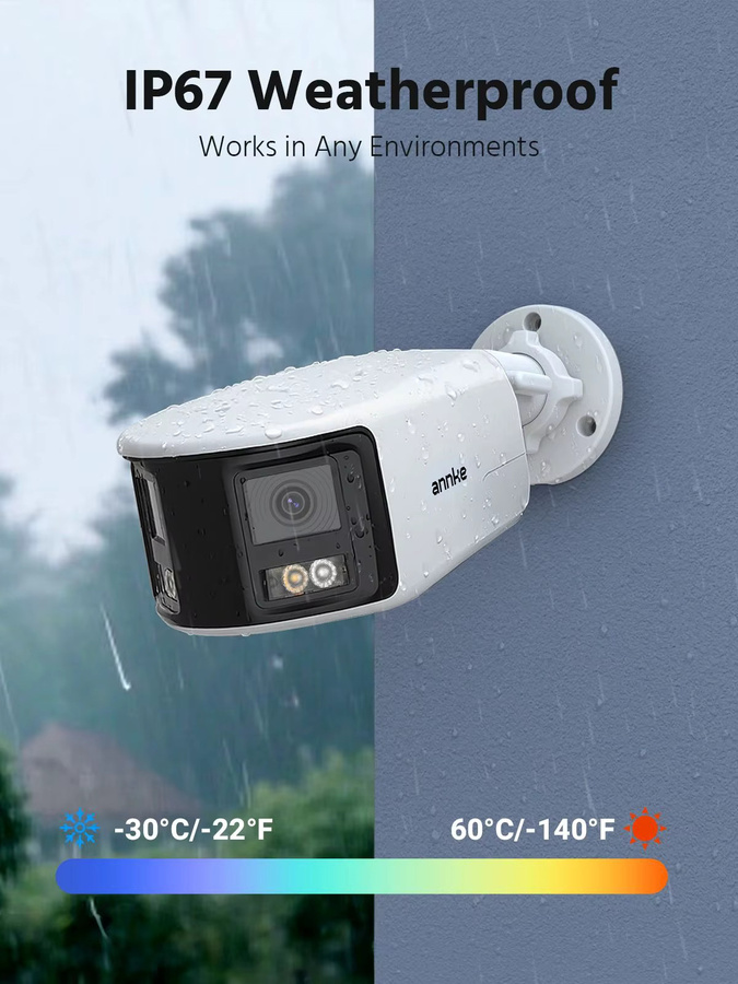 ANNKE 4K 8 MP PoE-Überwachungskamera für den Außenbereich mit zwei Objektiven, 180 Grad Sichtfeld und Farbnachtsicht, Weiß - Bild 6