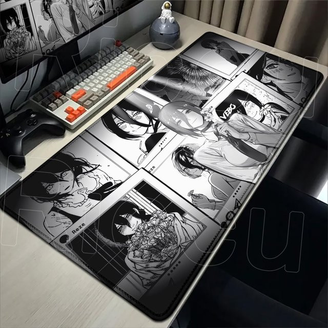 Riccu Mousepad XXL Kawaii Anime Girls Reze Design Rutschfeste Schreibtischunterlage für Laptop und Gamer, B/T: 90 x 40 cm, Multicolour - Bild 1