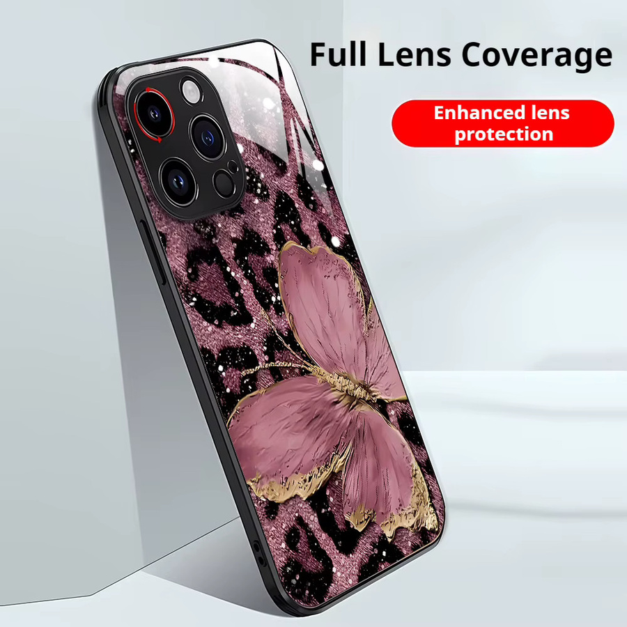 Handyhülle mit Leopardenmuster aus gehärtetem Glas für iPhone 17 Pro Max, 16, 15, 14, 13, 12 und 11 in Multicolour - Bild 2