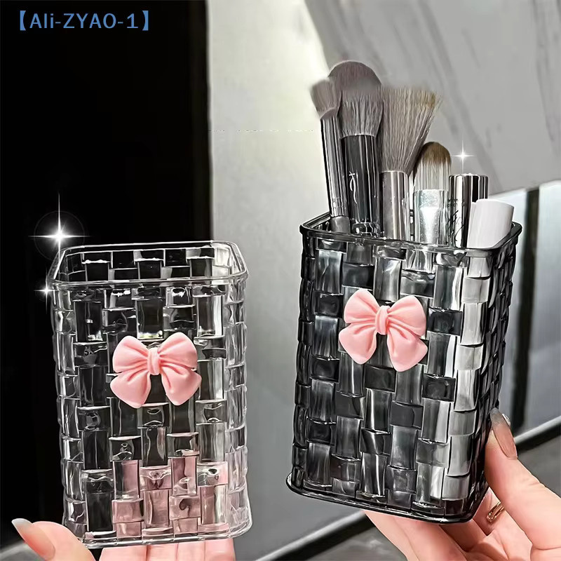 ZYAO-1 Schreibtisch-Stifthalter und Aufbewahrungsbox mit Schleifendekoration in Transparent aus Kunststoff - Bild 3