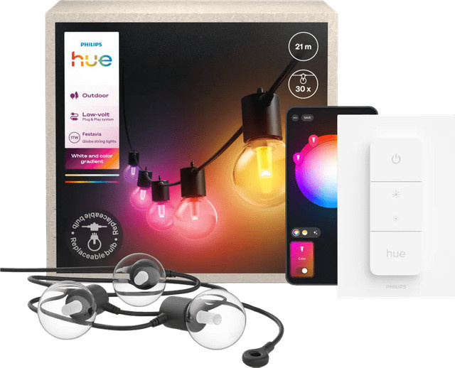 Philips Hue Festavia Outdoor LED Lichterkette Multicolor mit 30 Lampen und Dimmer via Bluetooth - Bild 1