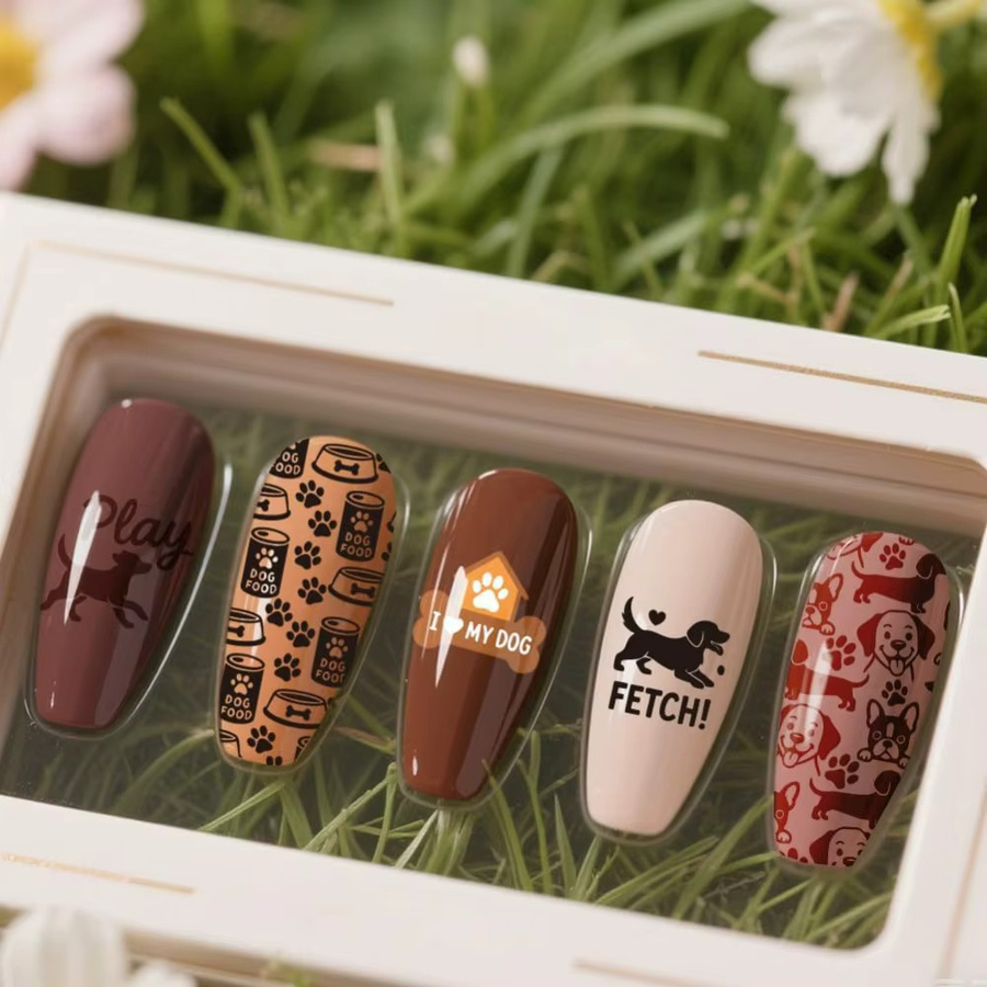 Nagelstempel-Set mit Hundemotiv, 3 Stück, Nail Art Schablonen - Bild 3