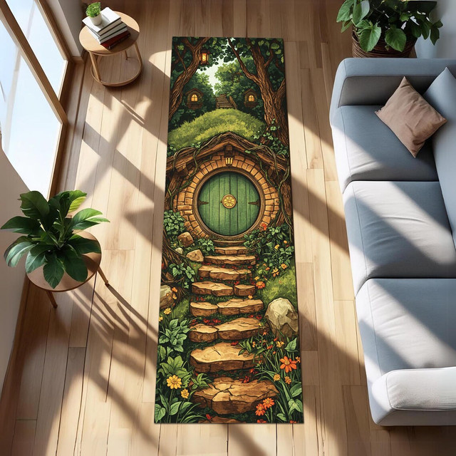 Dreamscape Fantasy Scene Entrance Runner Teppich, rutschfest, mehrfarbig, B/T: 120 x 40 cm - Bild 1