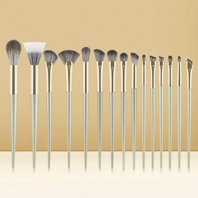 15-teiliges Make-up-Pinsel-Set, Roségold, vegane Nylonborsten - Bild 1