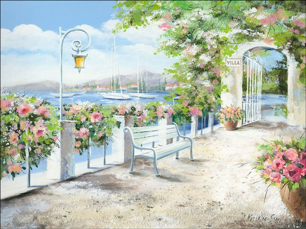Keilrahmenbild PASSAGIO LAGO von PRO ART, mehrfarbige Landschaft auf Papier in Querformat - Bild 1