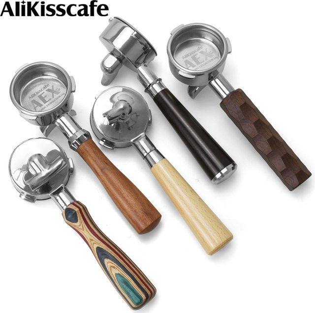 ALIKISSCAFE 58mm Doppelauslauf Portafilter in Silber für Hibrew H7 H7a H10a Breville Barista Max Mini und Sunbeam Espressomaschinen - Bild 1