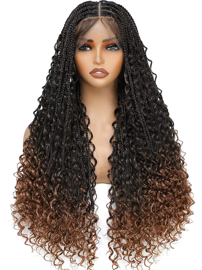 Donghou Ombre Boho knotenlose geflochtene Perücke, Damen, 1B T30 - Bild 6