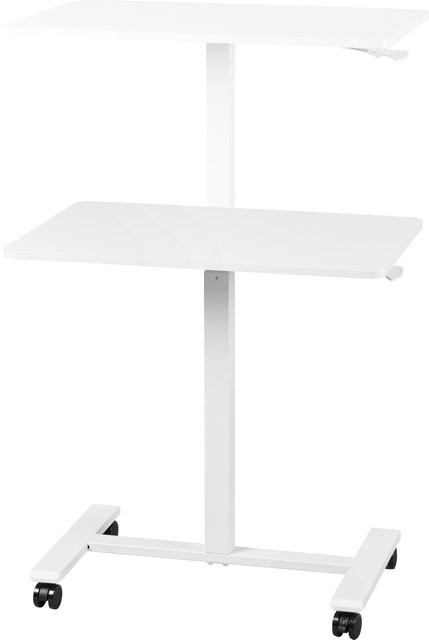 LIVARNO Höhenverstellbarer Tisch in Weiß mit Kurbelantrieb und Rollen für Home-Office und moderne Einrichtung - Bild 1