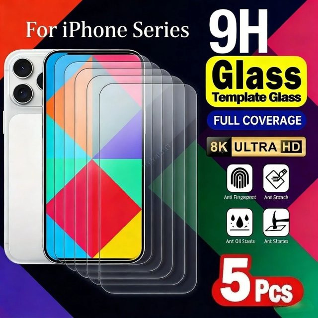 SnakeGlass 5er-Pack Hochtransparentes Panzerglas Displayschutzfolie für iPhone 17 16 15 14 13 12 11 Pro Max Plus XR XS - Bild 1
