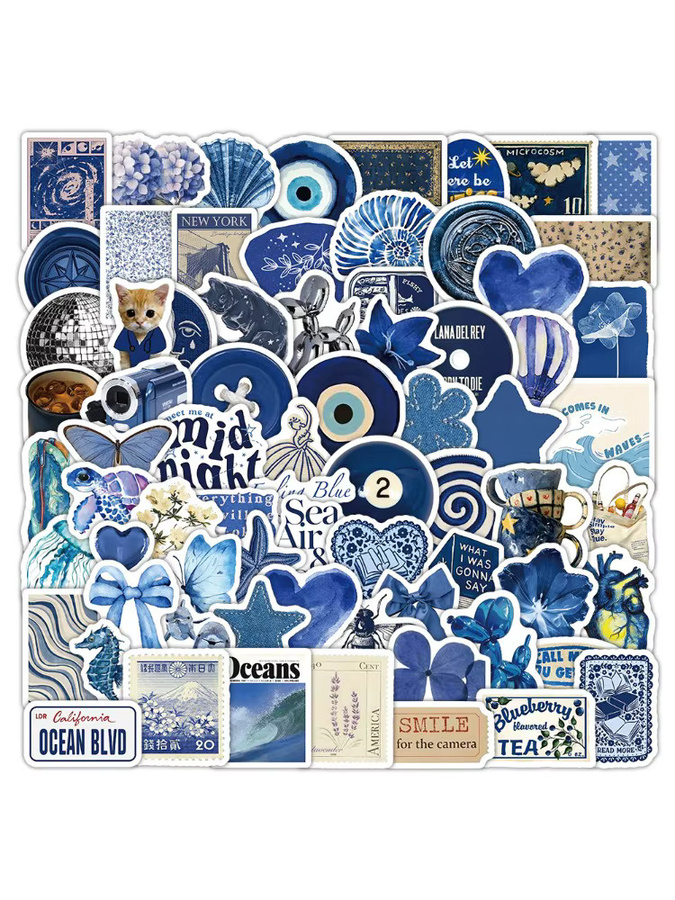 103 Blaue Element-Aufkleber Ästhetische Dekorative Sticker von RecordingYourLife Store für Handyhüllen Laptops und Tagebücher - Bild 6