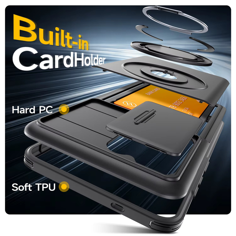 Magnetische Schutzhülle für Samsung Galaxy S26 S25 S24 S23 Ultra Plus A55 A35 mit verstecktem Kartenfach und Fenster in Schwarz - Bild 4