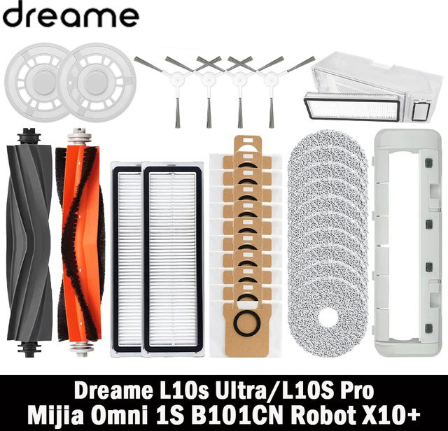 Dreame L10s Ultra und L10 Ultra Zubehör-Set mit Hauptbürste, Seitenbürste, Filter und Wischmopp als Ersatzteile für Xiaomi Mijia Omni 1S B101CN und X10+ Roboterstaubsauger - Bild 1