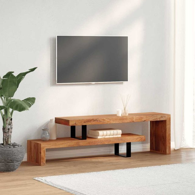 vidaXL TV-Schrank aus Akazienholz und Schmiedeeisen in Braun im Retro-Stil, B/T/H: 120 x 40 x 30 cm - Bild 2