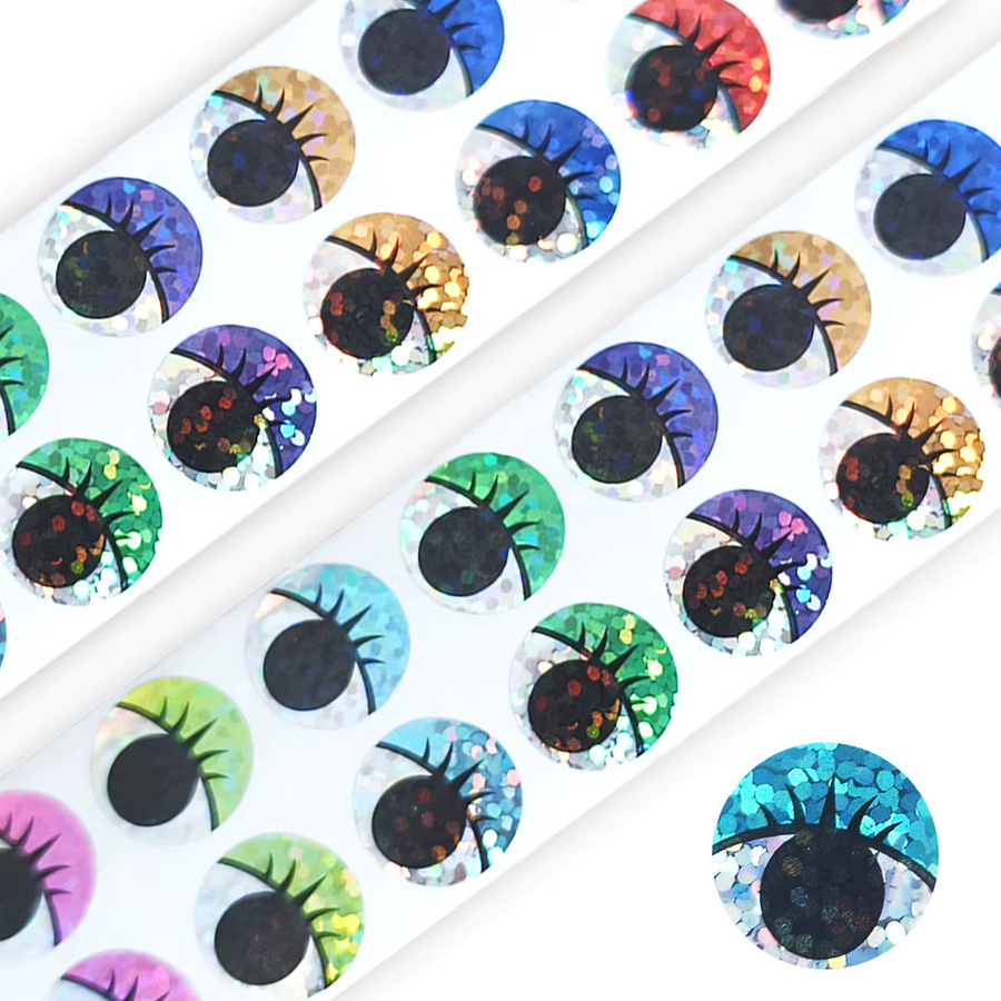 2000 Stück holografische Augenaufkleberrolle in Multicolour als selbstklebende Wimpern-Design-Etiketten für Bastelarbeiten und Geschenkverpackungen - Bild 3
