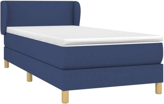 vidaXL Boxspringbett mit Matratze Blau Stoff Hybrid-Design B/T/H: 90 x 200 cm - Bild 1