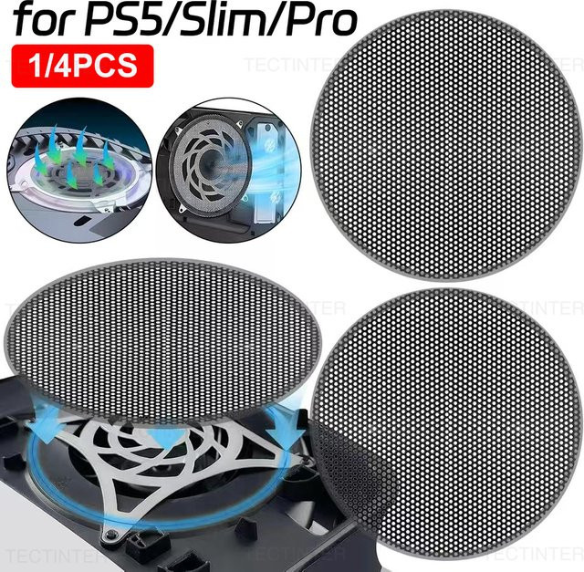 TECTINTER Staubfilternetz für PS5, PS5 Slim und PS5 Pro in Schwarz - Bild 1