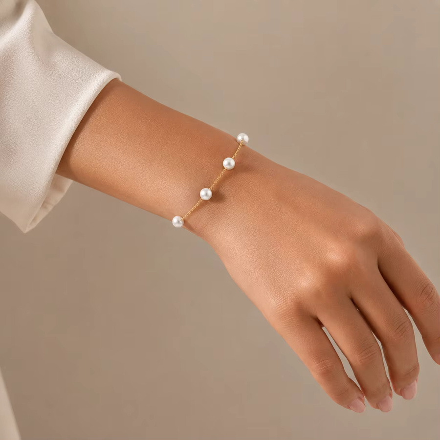 Erpels Fußkettchen Edelstahl, Gold, Perle, Damen - Bild 2