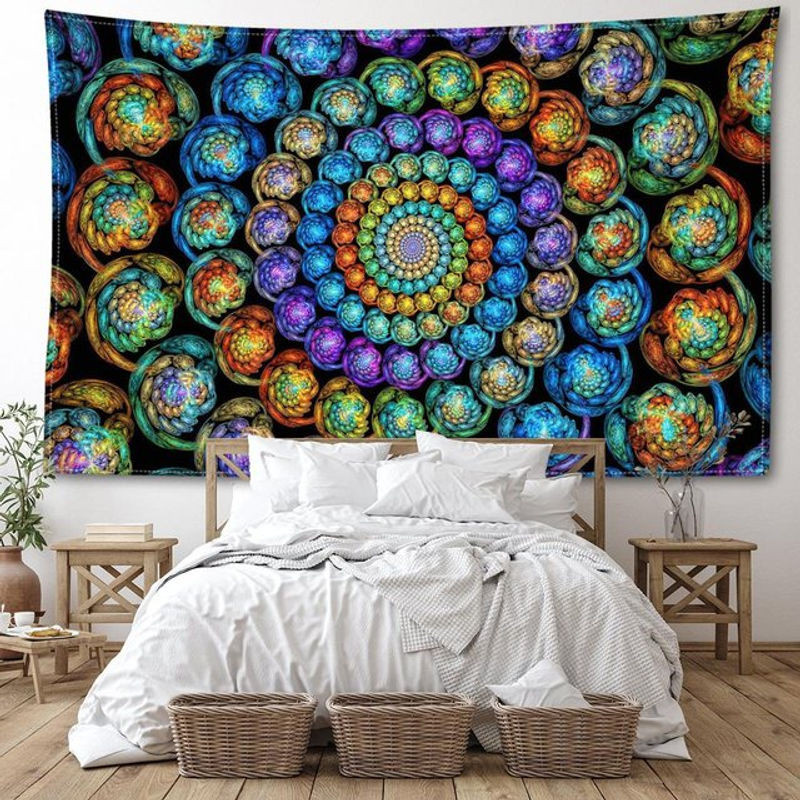 Super Six Mandala Wandteppich Sternenhimmel Abstrakt Bohemian Wandbehang Mehrfarbig B: 95 cm, H: 73 cm - Bild 1