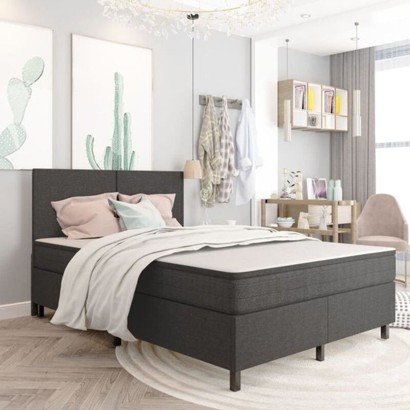 Vidaxl Boxspringbett Modern in Anthrazit aus Stoff, B/T/H: 160 x 200 x 116 cm - Bild 1