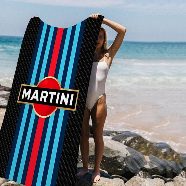 M-Martini Racing Badetuch aus Mikrofaser für Kinder in Weiß und Blau, B: 101 cm, H: 183 cm - Bild 1