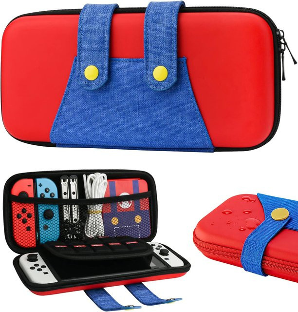Tragbare EVA Aufbewahrungstasche für Nintendo Switch und Nintendo Switch OLED mit 10 Spielhaltern im Mario Design - Bild 1