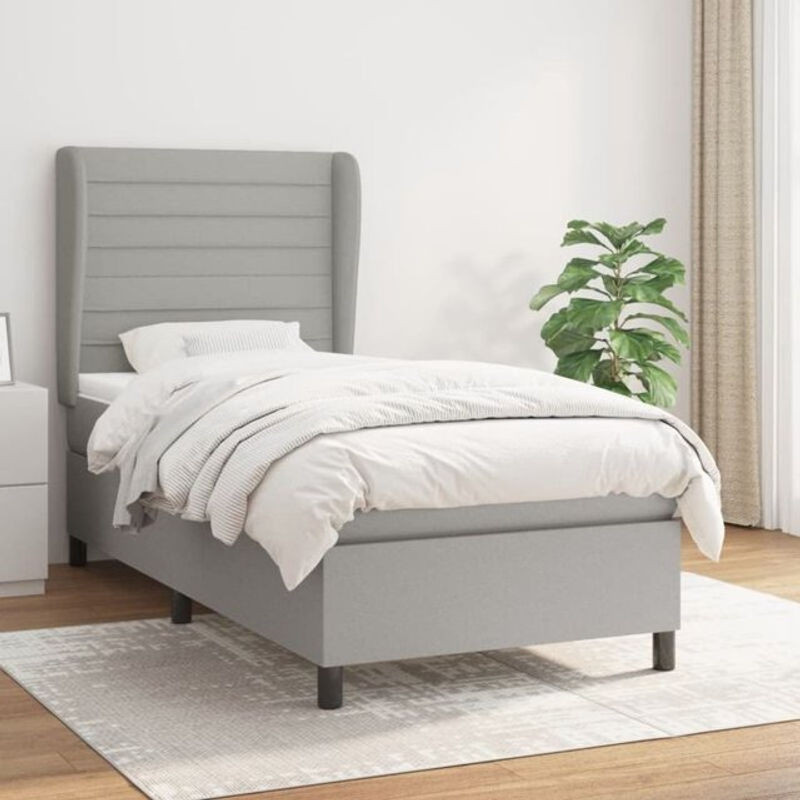 Vidaxl Boxspringbett mit Matratze in Grau aus Stoff und Holzwerkstoff B/T: 100 x 200 cm - Bild 1