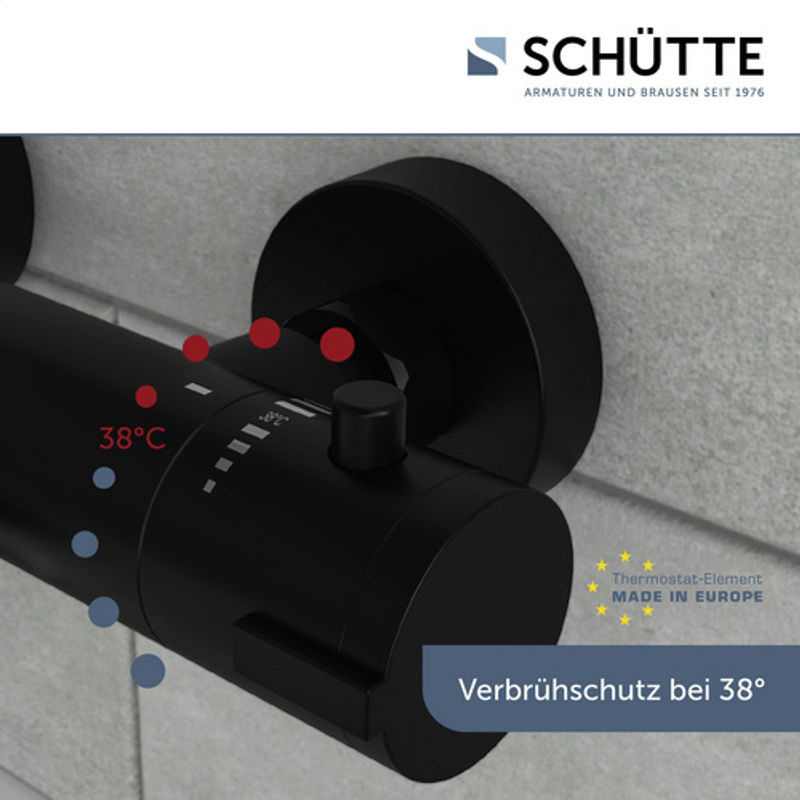 SCHÜTTE Thermostat Badewannenarmatur London Wandmontage Schwarz Matt mit Wassersparfunktion - Bild 6