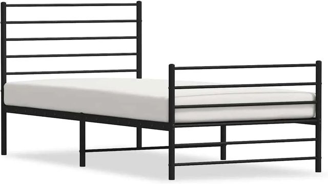 vidaXL Bettgestell aus Metall mit Kopf- und Fußteil in Schwarz, B/T: 100 x 200 cm - Bild 1