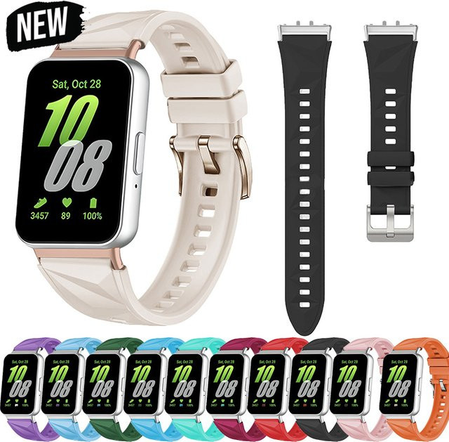 CAOWTAN Uhrenarmband Silikon, Schwarz, Damen, Samsung Galaxy Watch Fit 3, Galaxy Fit 3 - Bild 1