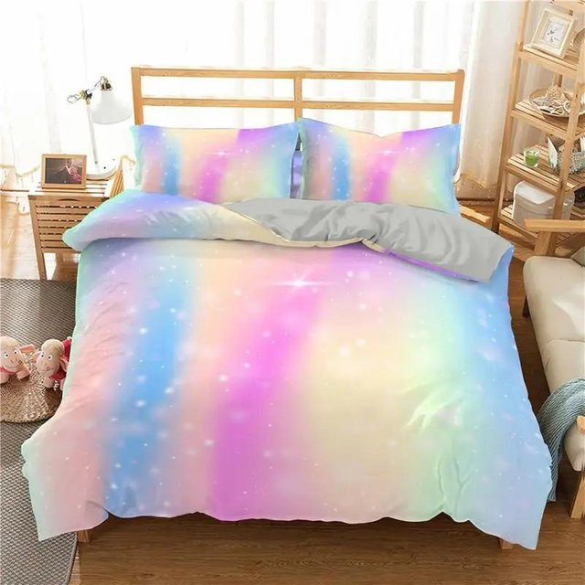Regenbogen und Stern Bettwäsche Set für Mädchen von Your Warm Home, Mehrfarbig, 2-teilig, Bettbezug 70 x 133 cm - Bild 1