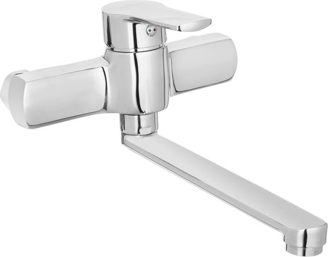 KOLMAN Küchenarmatur Wandmontage Küchenmischer mit Einhebelmischer in Silber und Chrom-Finish - Bild 1