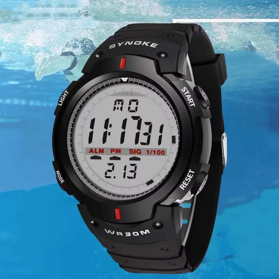 Synoke Digitaluhr, Schwarz, Kunststoff, Herren, Wasserdicht - Bild 3
