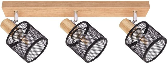 NETTLIFE Deckenstrahler Industrial Design aus Holz und Metall in Schwarz mit 3x E14 Fassungen und verstellbaren Leuchten - Bild 1