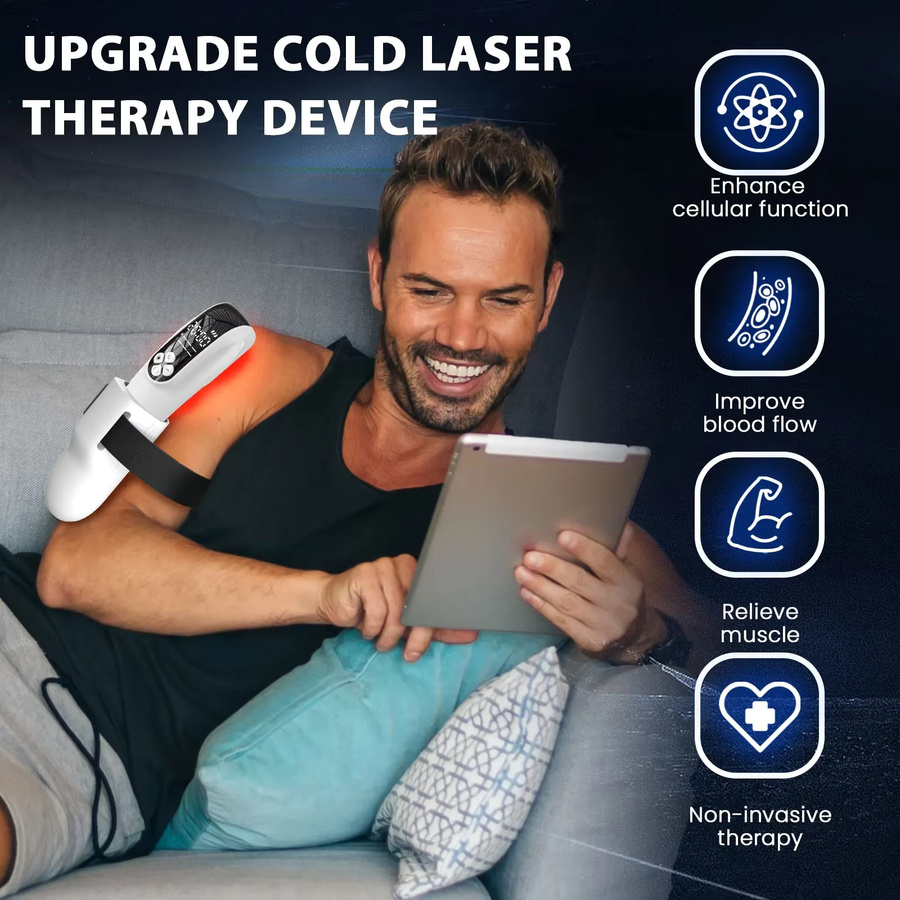 KTS Kaltlaser-Therapiegerät zur Schmerzlinderung, 4x808nm und 12x650nm LLLT TENS Muskelstimulator - Bild 2