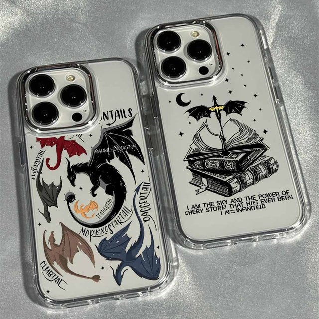 Dragon F-Fourth Wings Transparente Weiche Schutzhülle für iPhone 17 16 15 14 13 12 11 Pro Max und weitere Modelle - Bild 1