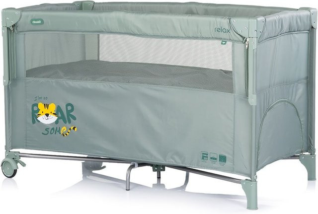 Chipolino Reisebett Relax mit 2 Ebenen, absenkbarer Vorderseite und Seiteneingang in Grün Grau - Bild 1