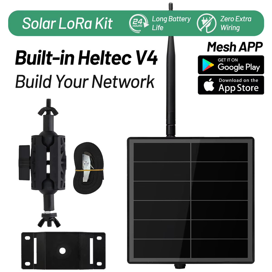 Heltec Outdoor Meshtastic Solar-Knoten mit GPS-Modul, ESP32 LoRa V4 Meshcore Repeater, 5W Solarpanel, WiFi, Bluetooth und BLE in Schwarz - Bild 2