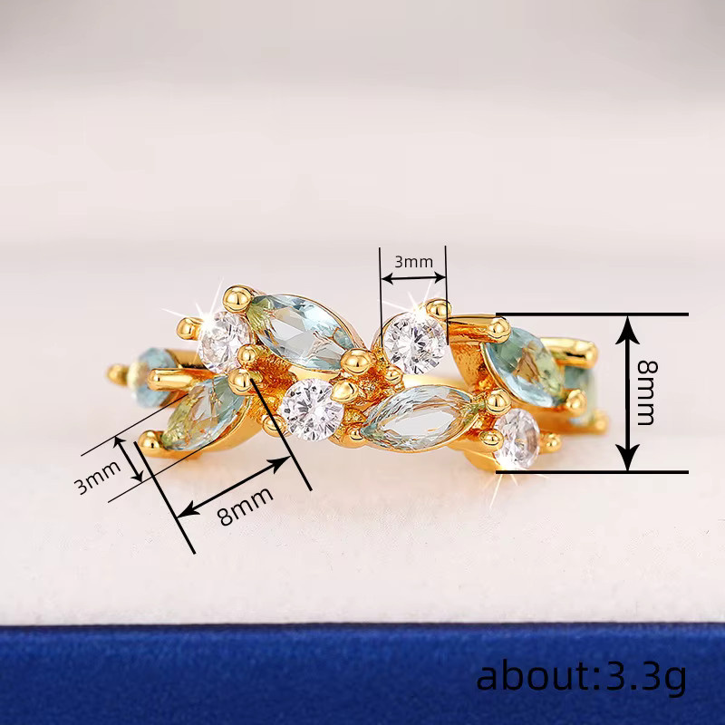 Huitan Ring, goldfarben, hellblauer Marquise-Zirkonia, Damen - Bild 3