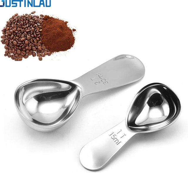 JUSTINLAU Edelstahl-Kaffeelöffel als Messschaufel für Kaffee, Tee und Zucker mit 15 ml und 30 ml Abstufung in Gold oder Silber - Bild 1