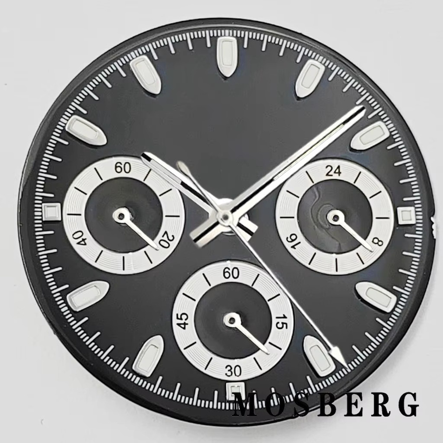 miuksi Zifferblatt für VK63-Uhrwerk, schwarz/weißes, 29,5 mm - Bild 2