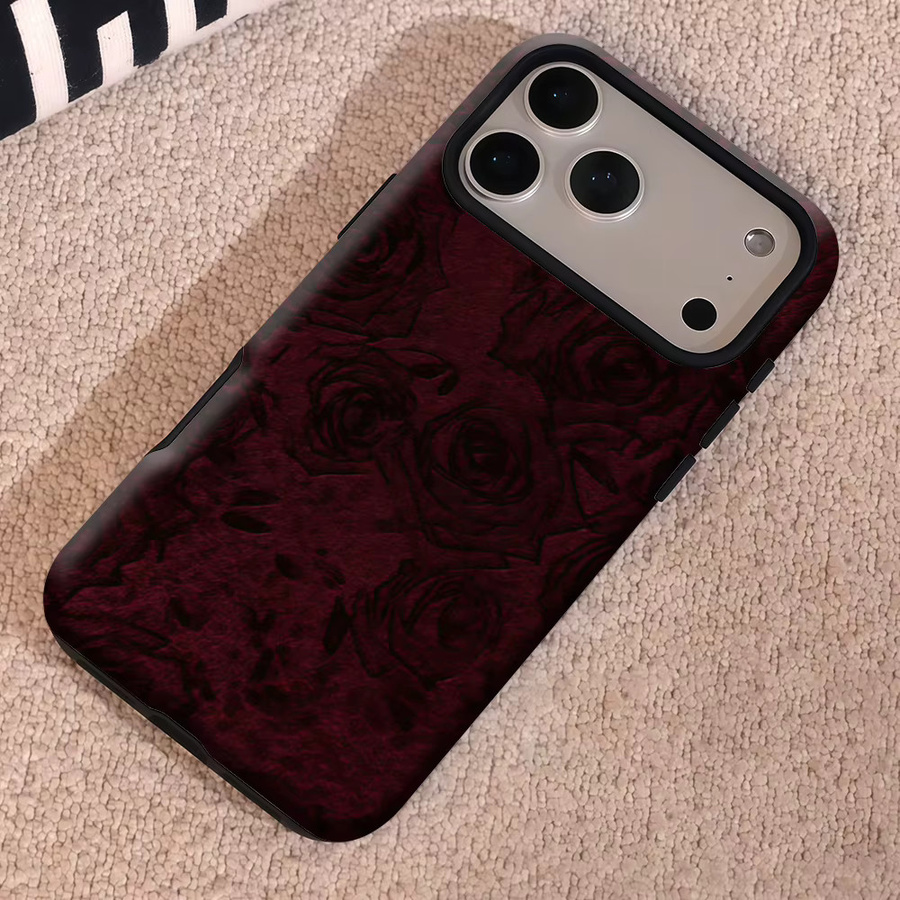 Potdemiel Robuste Doppel-Schicht Handyhülle für iPhone 17 16 15 14 13 Pro Max Plus mit Magnetfunktion in Burgunderrot - Bild 5